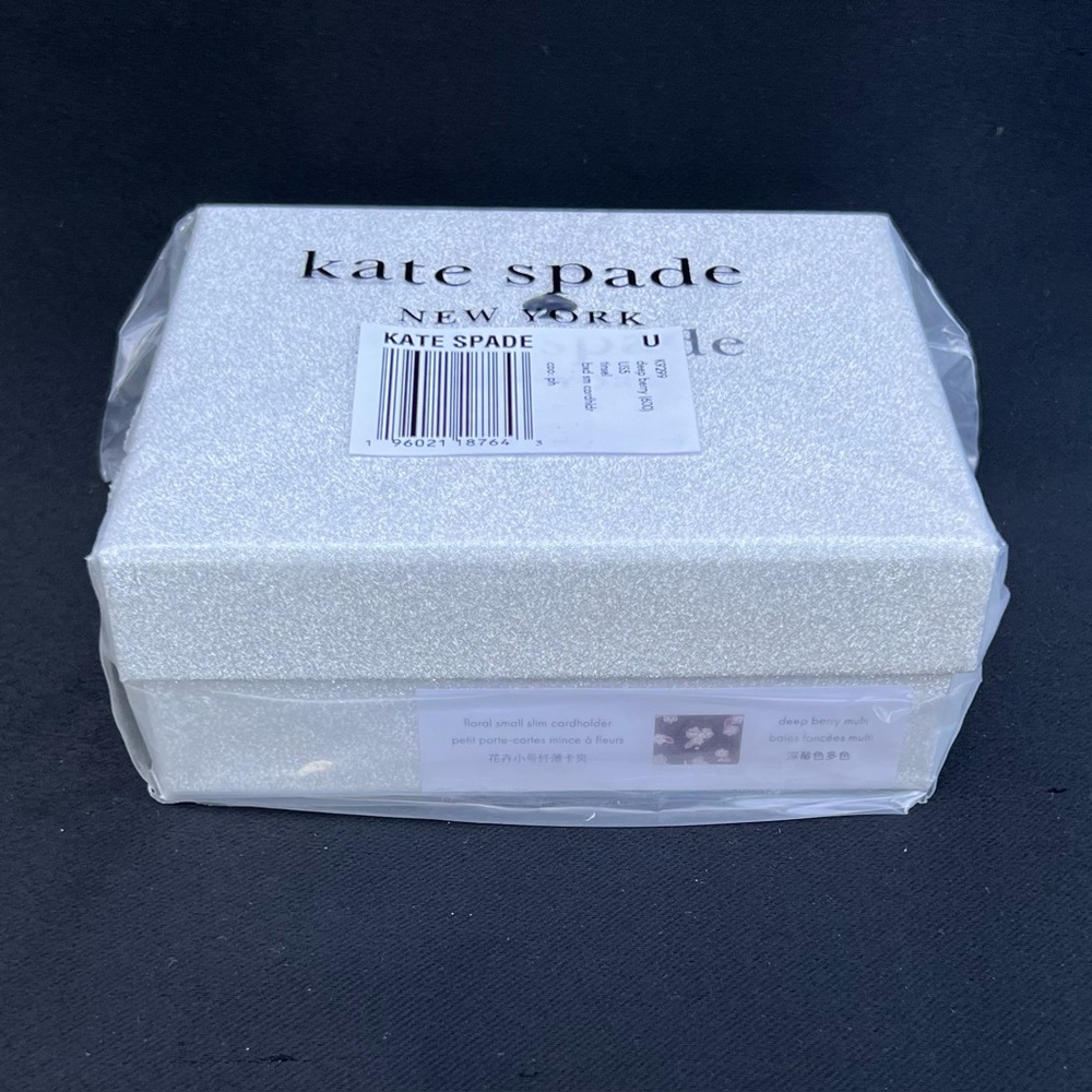 *SOLD* Kate Spade Boxed Cardholder Frosted Floral Deep Berry - Picture 3 of 4